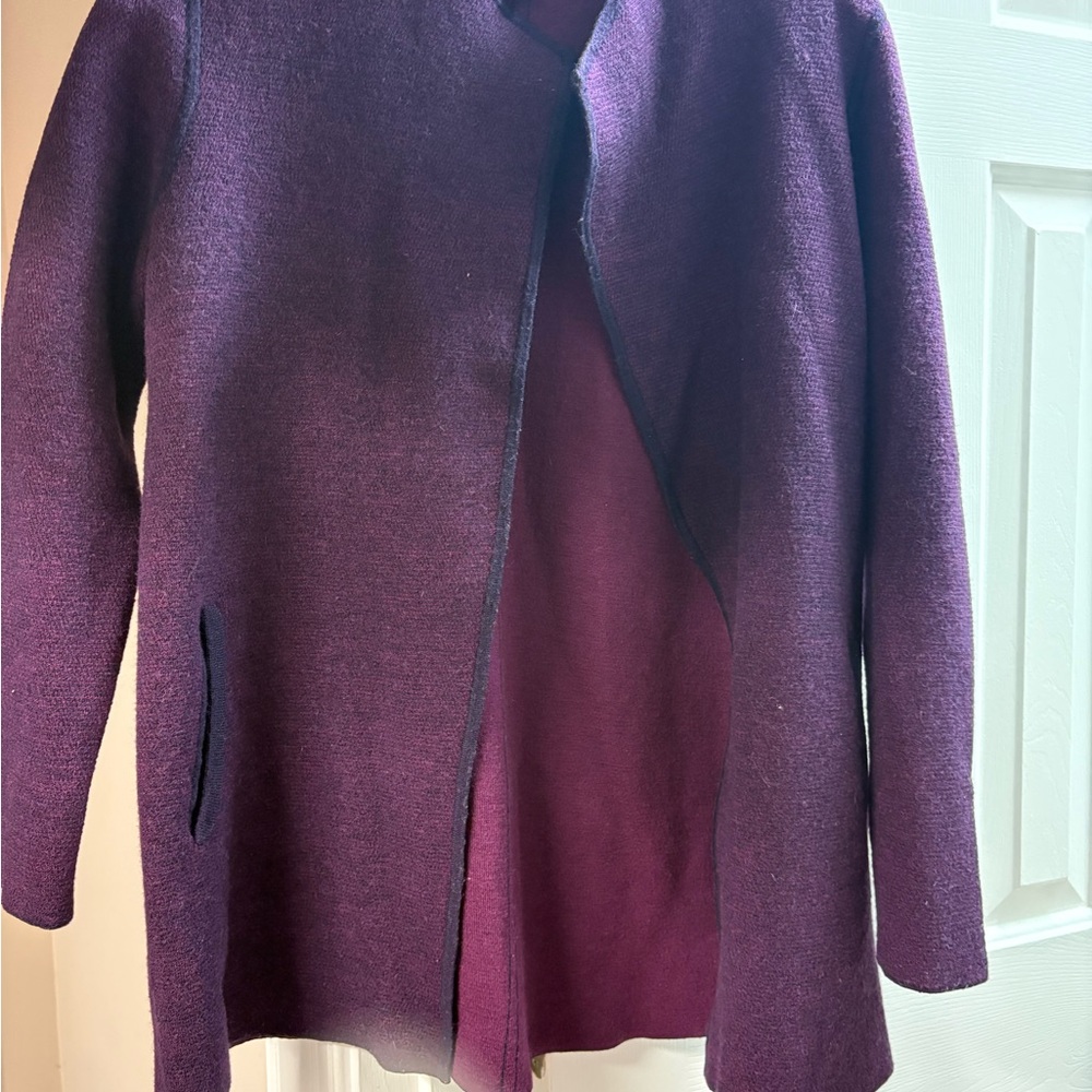 Talbots Deep Purple Merino Wool Cardigan